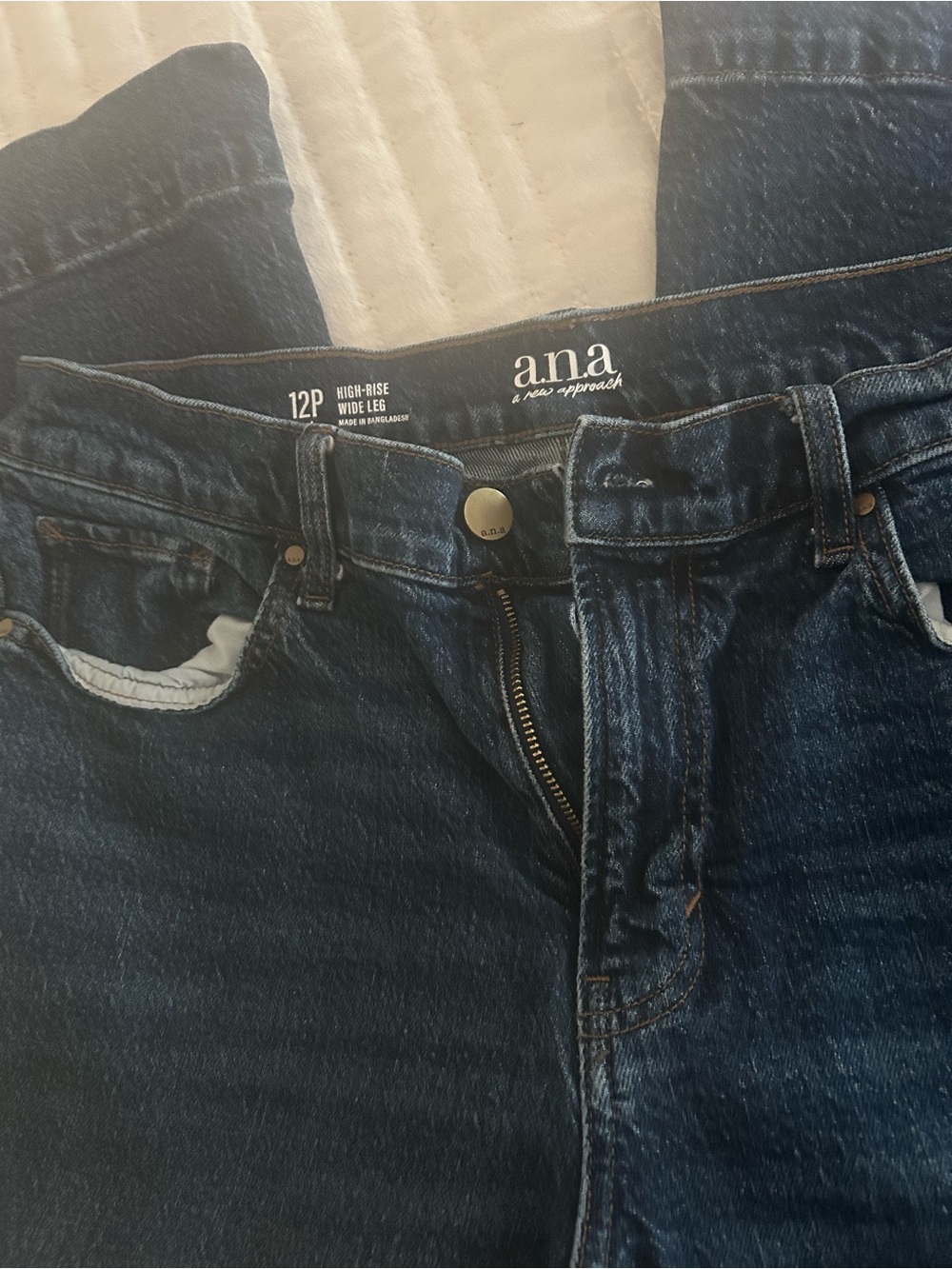 a.n.a Dark Blue High-Rise Wide Leg Jeans